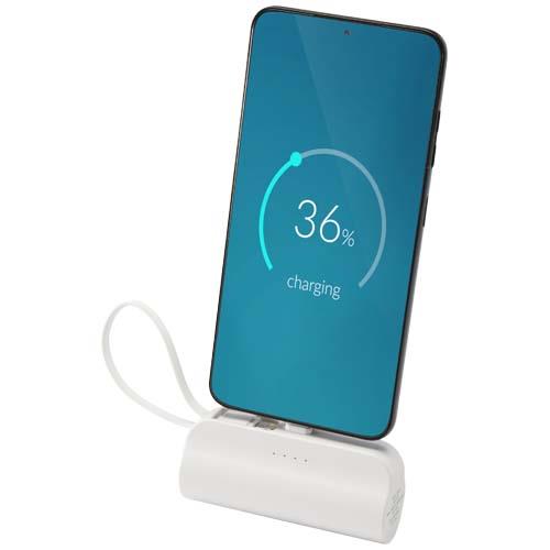 Alnair powerbank o pojemności 5000 mAh i mocy 10 W, wykonany z tworzyw sztucznych pochodzących z recyklingu, z wbudowaną pods