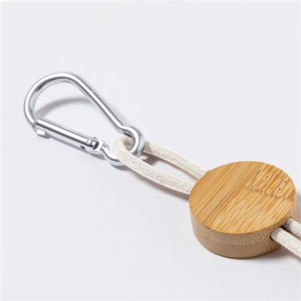Kabel do ładowania ze słomy pszenicznej i bawełny z karabińczykiem, bambusowy element - V1362-00