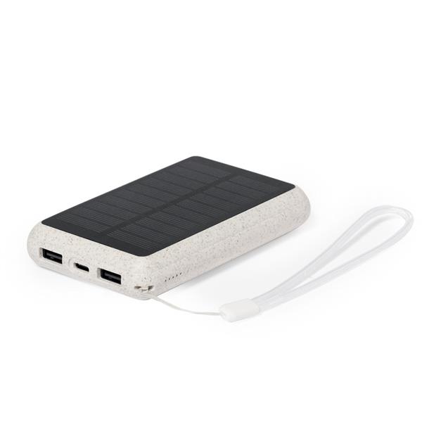Power bank 5000 mAh ze słomy pszenicznej, ładowarka słoneczna - V1353-00