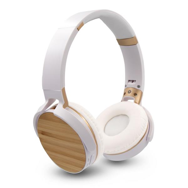 Składane bezprzewodowe słuchawki nauszne, bambusowe elementy | Hollie - V0190-02