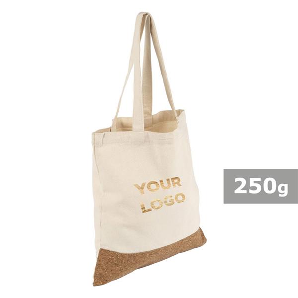 Torba bawełniana na zakupy z korkowym elementem - V0578-20