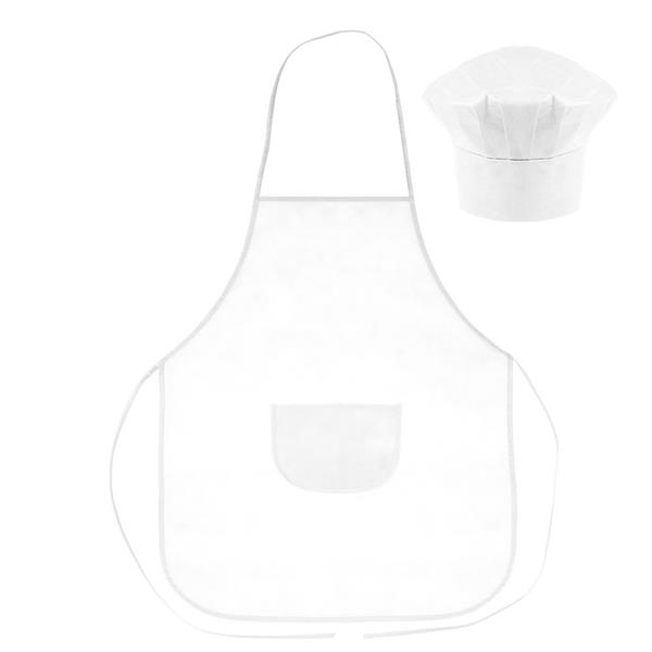 Zestaw małego kucharza, fartuch kuchenny i czapka kucharska, rozmiar dziecięcy | Nedina - VA063-02