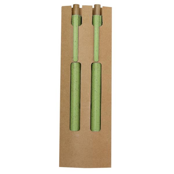 Zestaw piśmienniczy ze słomy pszenicznej, długopis i "wieczny" ołówek - VA635-06
