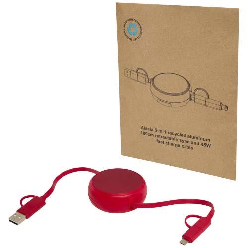 Alasia zwijany kabel do synchronizacji danych i szybkiego ładowania 5 w 1 45 W o długości 100 cm z tworzyw sztucznych i alumi