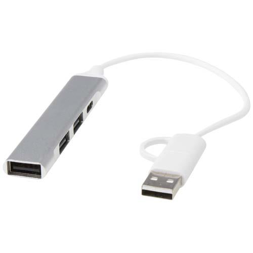 Alkaid 4-portowy hub USB-A i typu C z podwójnym wejściem wykonany z aluminium z recyklingu