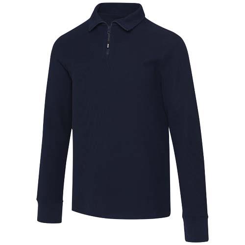 Apollo koszulka polo z zamkiem do połowy i długimi rękawami, uniseks 245 g/m2