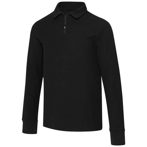Apollo koszulka polo z zamkiem do połowy i długimi rękawami, uniseks 245 g/m2