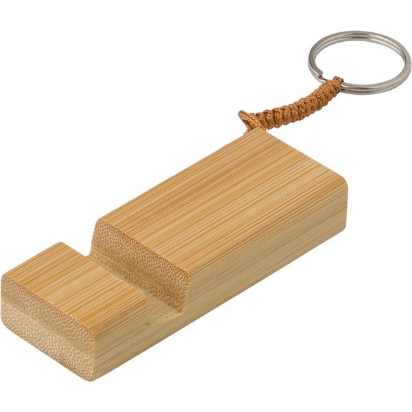 Bambusowy brelok do kluczy, stojak na telefon - V0282-16