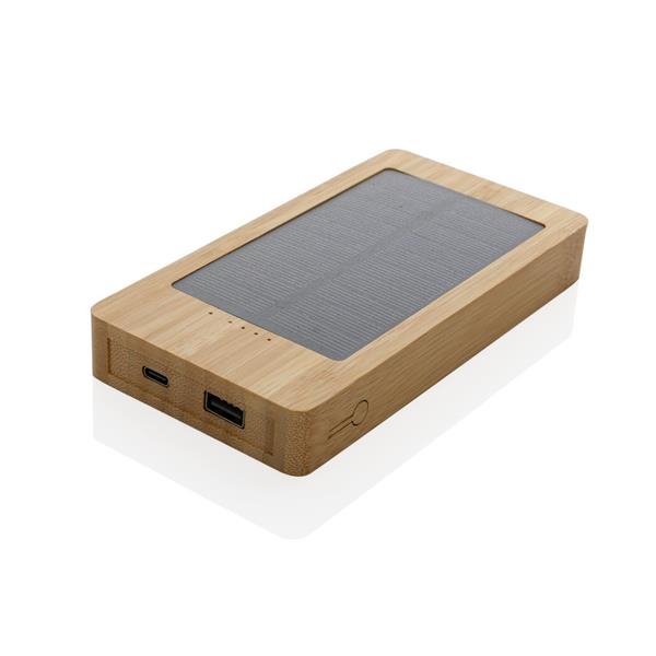 Bambusowy power bank 10000 mAh, ładowarka słoneczna - P322.399