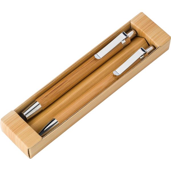 Bambusowy zestaw piśmienniczy, długopis touch pen i ołówek mechaniczny - V1803-16