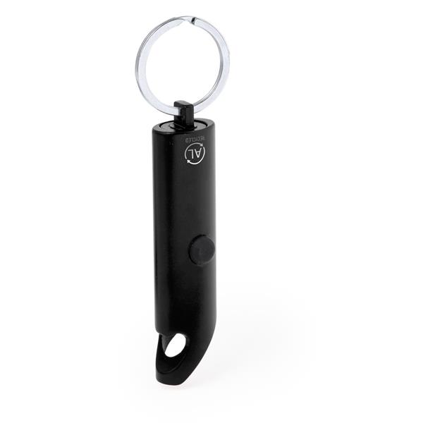 Brelok do kluczy z aluminium z recyklingu, otwieracz do butelek, lampka LED - V2106-03