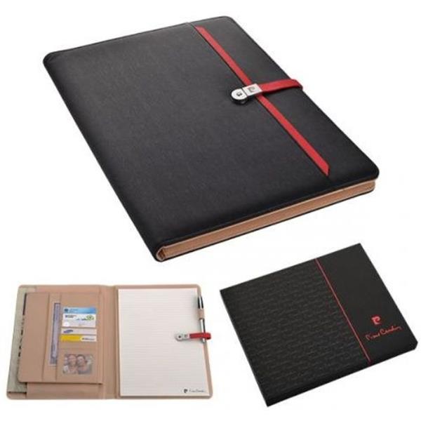 Folder z notatnikiem w linie i pamięcią USB 8GB 2.0 DIMITRI Pierre Cardin - czarny