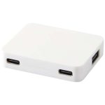 Gaia 4-portowy hub USB z wyjściem USB-A i typu C oraz podwójnym wejściem — wykonany z tworzyw sztucznych pochodzących z recyk