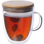 Kubek szklany z pokrywką GERTHE 350 ml - przeźroczysty