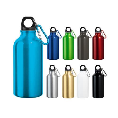 LANDSCAPE S. Aluminiowa butelka sportowa z karabińczykiem 400 ml
