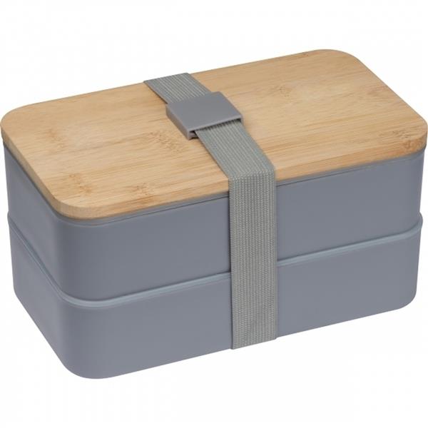 Lunch box 2x600 ml ze sztućcami PESCARA - szary