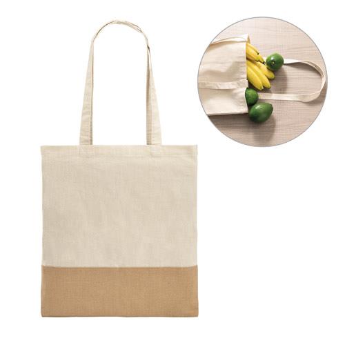 MERCAT. Torba ze 100% bawełny (160 g/m2) z detalami z imitacji juty
