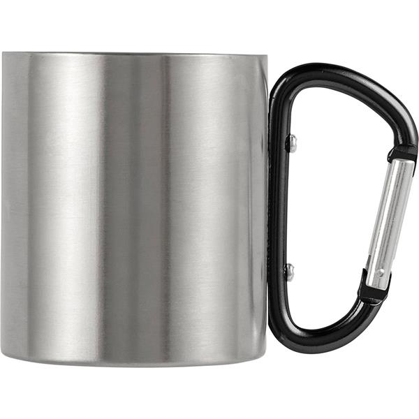 Metalowy kubek 185 ml z karabińczykiem - V0646-03