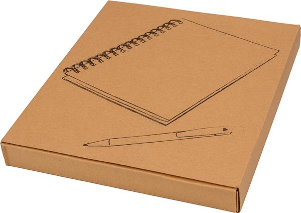 Notes A5 w linie z papieru z recyklingu z długopisem PISA - beżowy