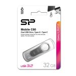Pendrive z wejściem USB typu C Mobile C80, 32GB 3.2 Silicon Power - szary