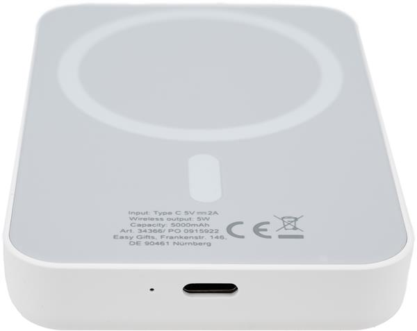 Power bank 5000 mAh z ładowarką indukcyjną WELS - biały