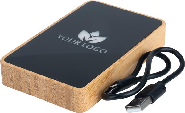 Power bank z podświetlanym logo 5000 mAh - beżowy