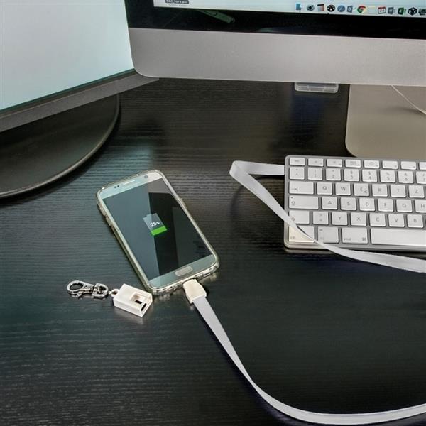 Smycz do transferu danych z micro USB LE PORT - biały