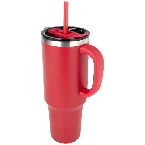 Sydney miedziany kubek próżniowy z podwójnymi ściankami, ze słomką, z certyfikatem RCS 1200 ml