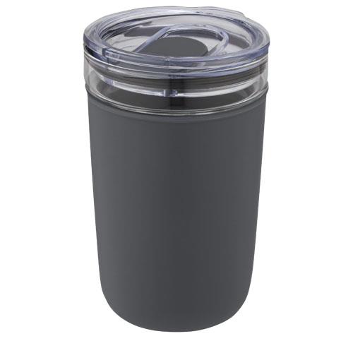 Szklany kubek Bello o pojemności 420 ml z zewnętrzną ścianką z plastiku z recyklingu