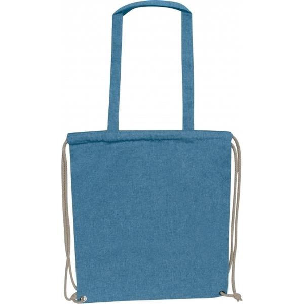 Torba bawełniana z długimi uszami z recyklingu 140 g/m2 ADDISON - niebieski