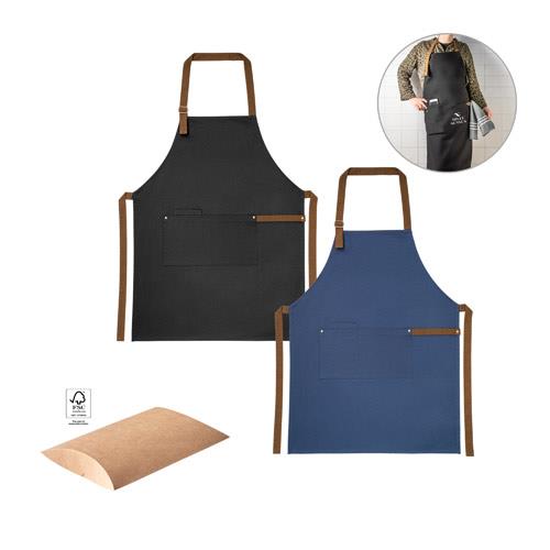 VESPER. Fartuch z płótna bawełnianego 100% (300 g/m2) z metalowymi detalami