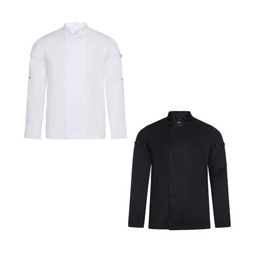 VL AGNI. Kurtka kucharska unisex (190 g/m2) z bawełny (35%) i poliestru z recyklingu (65%)