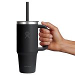 710 ML TRAVEL TUMBLER CLEAR LID BLACK