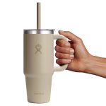 710 ML TRAVEL TUMBLER CLEAR LID OAT