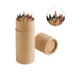 CYLINDER. Piórnik z 12 kolorowymi kredkami