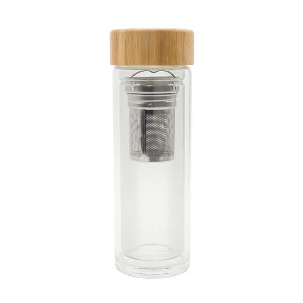 Dwuścienna butelka z zaparzaczem Helen 400 ml, transparentny