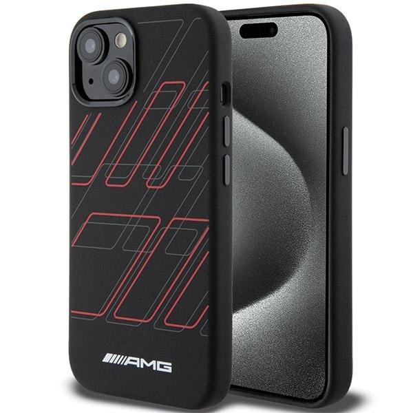 Etui AMG Silicone Large Rhombuses Pattern MagSafe na iPhone 15 / 14 / 13 - czarne