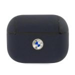 Etui BMW Genuine Leather Silver Logo na AirPods Pro - granatowe