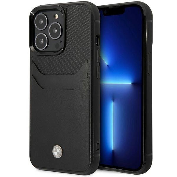 Etui BMW Leather Card Slot na iPhone 14 Pro Max - czarne