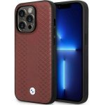 Etui BMW Leather Diamond Pattern na iPhone 14 Pro - burgundowe