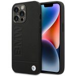 Etui BMW Leather Stamp na iPhone 14 Pro Max - czarne