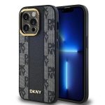 Etui DKNY Leather Checkered Mono Pattern MagSafe na iPhone 13 Pro Max - czarne