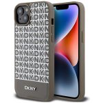 Etui DKNY Leather Printed Pattern Metal Logo MagSafe na iPhone 15 / 14 / 13 - brązowe
