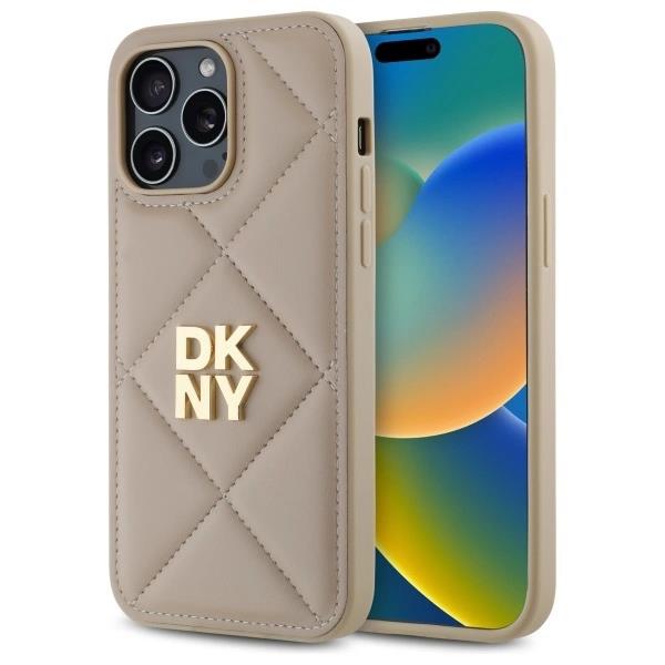 Etui DKNY Quilted Stack Logo na iPhone 14 Pro Max - beżowe