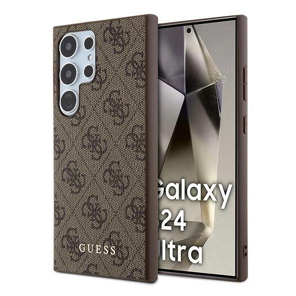 Etui Guess 4G Metal Gold Logo na Samsung Galaxy S24 Ultra - brązowe