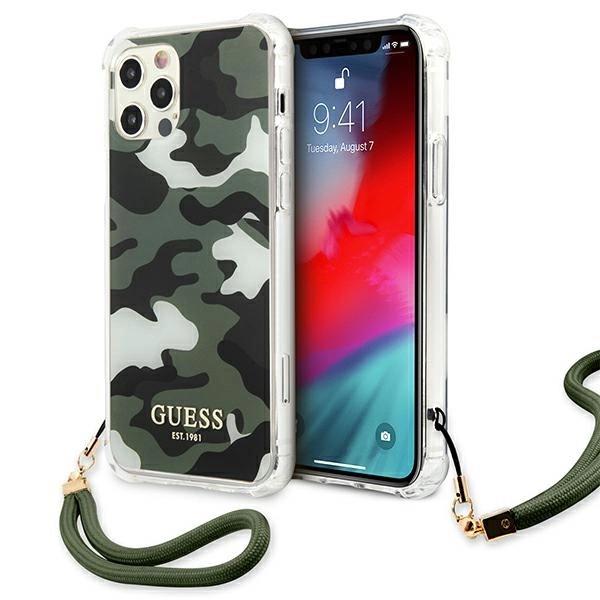 Etui Guess Camo Collection na iPhone 12 Pro Max - zielone