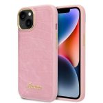 Etui Guess Croco Collection na iPhone 14 Plus - różowe