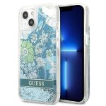 Etui Guess Flower Liquid Glitter na iPhone 13 mini - zielone