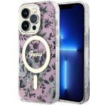 Etui Guess Flower MagSafe na iPhone 14 Pro - różowe