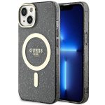 Etui Guess Glitter Gold MagSafe na iPhone 14 Plus - czarne